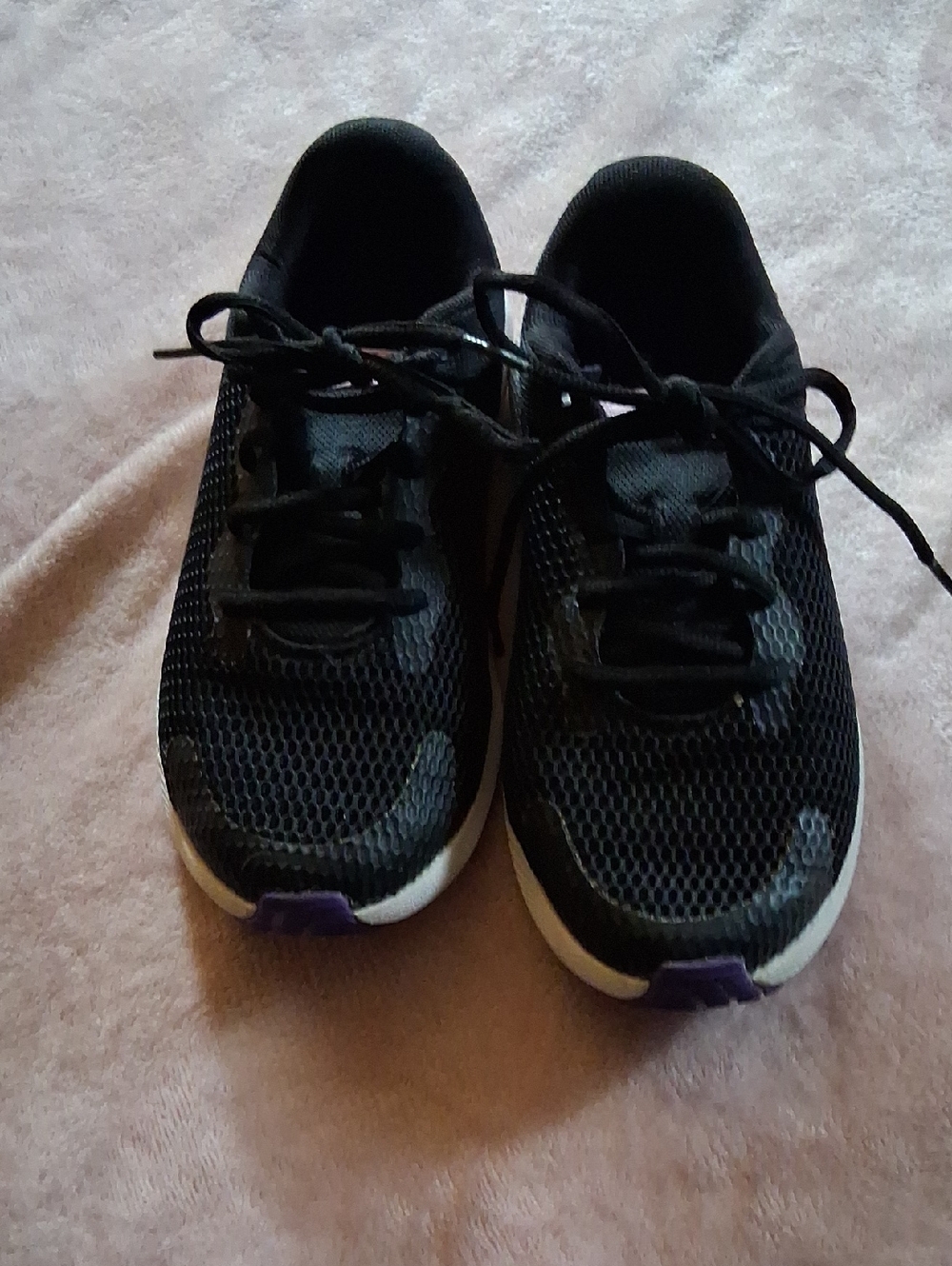 Under Armour Kids Black And Purple Sneakers with Purple Accents